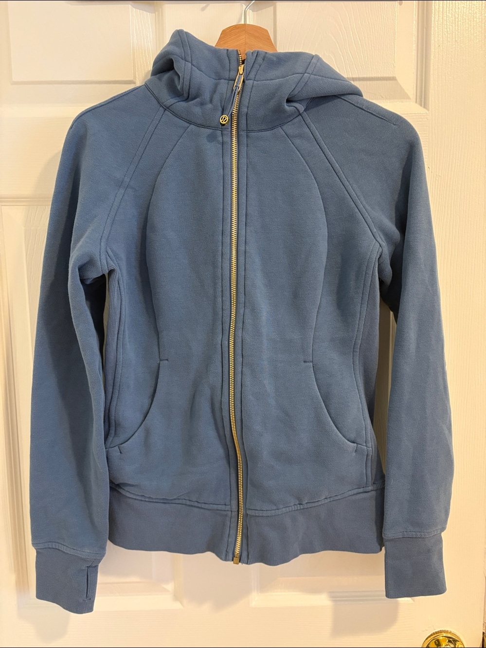 lululemon athletica Washed Denim and Gold Zip-Up Hoodie